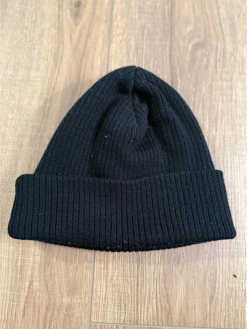 GAP Black Rib Knit Beanie Hat Cuffed Winter Cap Unisex One Size Soft Warm